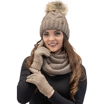 Šála Komplet Vivisence 7014 Kmpl+R čepice, šála, rukavice Barva: Béžová, Velikost: UNI