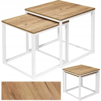 Konferenční stolek Konferenční stolek LoftInspired Praven čtvercový 50x50x50,5 cm bílý, dub