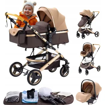 Kočárek DĚTSKÝ MULTIFUNKČNÍ KOČÁREK 3V1 S KORBIČKOU, AUTOSEDAČKOU A SPORTOVNÍ VERZÍ, ZATEPLENÝ YAZOCO