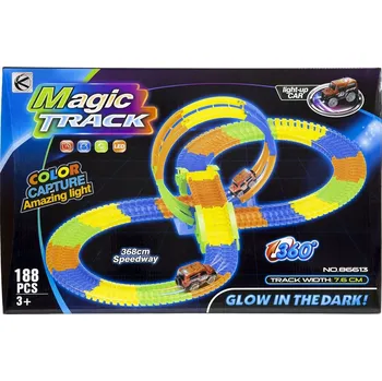 autodráha SVÍTÍCÍ AUTODRÁHA DO TMA, ZÁVODNÍ AUTO, FLEXIBILNÍ DRÁHA