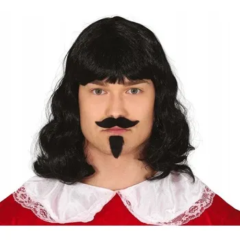 Karnevalová paruka Guirca paruka polodlouhé černé kudrnaté vlasy