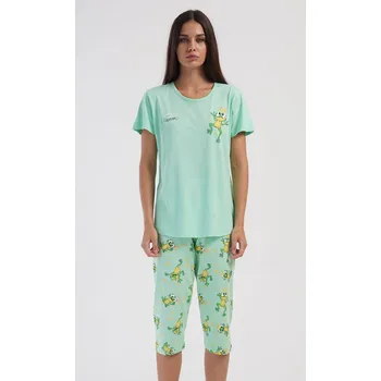 Dámské noční prádlo Dámské pyžamo s krátkým rukávem, 3/4 kalhoty 4041267542 zelené Vienetta M