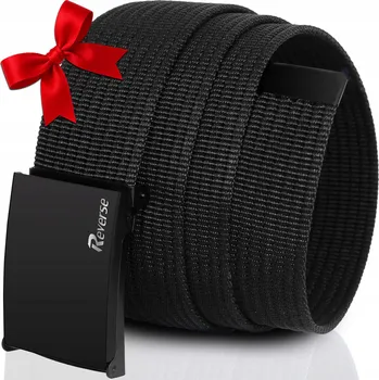 Opasek Pánský černý popruhový Pásek ke kalhotám džíny REVERSE , pevný opasek, 125 cm