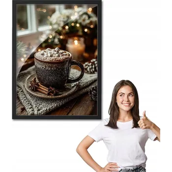 Obraz Obraz s rámem ZIMNÍ HRNEK ČOKOLÁDA + černý rámeček 40x50 na zeď do obýváku