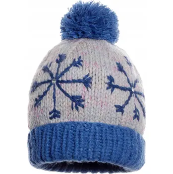 Čepice Dívčí čepice se sněhovou vločkou a bambulí modrá Ambra, vel. 60