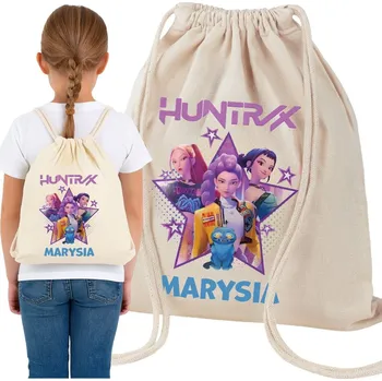 Vak na záda/Batoh s JMÉNEM do školy/školky na PAPUČE bavlněný HUNTRIX