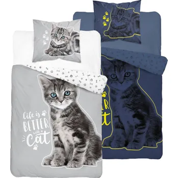 Povlečení Povlečení Svítící ve tmě 160x200 Koťátko Šedé