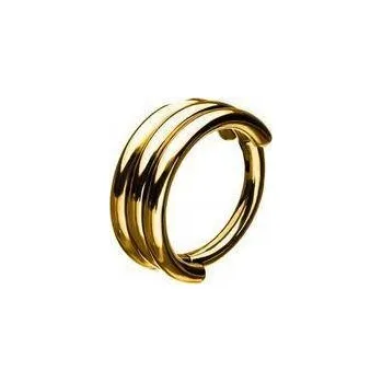 Náušnice Kroužek do piercingu clicker trojitý zlatý 1,2/8