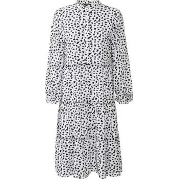 Dámské šaty Šaty esmara ( vel. 34, bílé s černým vzorem) s dlouhým rukávem a knoflíky