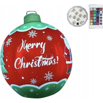 Vánoční dekorace SVÍTÍCÍ NAFUKOVACÍ VÁNOČNÍ KOULE DO DOMU ZAHRADY 60cm 16x PROGRAM VÁNOCE DÁREK