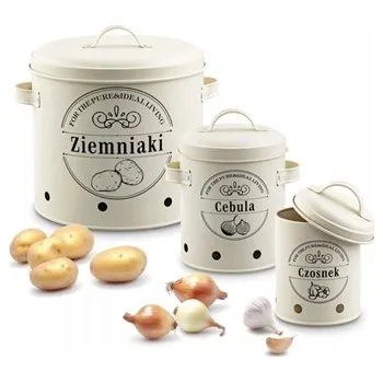 Dóza na potraviny SADA 3 KOVOVÝCH KUCHYŇSKÝCH DÓZ NA POTRAVINY KRÉMOVÉ BARVY TADAR