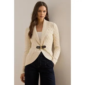 Dámský svetr Bavlněný kardigan Lauren Ralph Lauren 200P03473 béžová 01X, vel. S