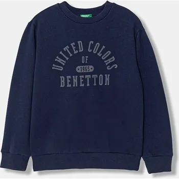Chlapecká mikina Dětská mikina United Colors of Benetton tmavomodrá barva, s potiskem, 3EB5C10R5 3EB5C10R5.G.Seasonal 59X, vel. 160