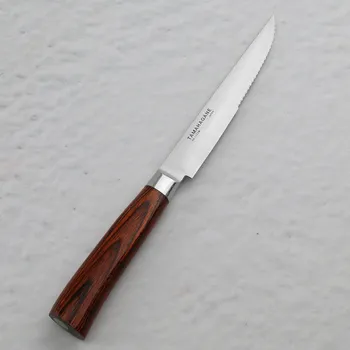 Příbor TAMAHAGANE San VG-5 Brown 12,5 cm - japonský steakový nůž z nerezové oceli