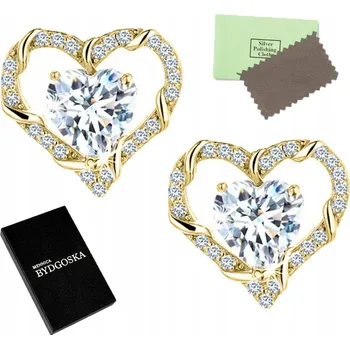 Náušnice STŘÍBRNÉ NÁUŠNICE POZLÁCENÉ 925 SRDCE PRO ŽENU