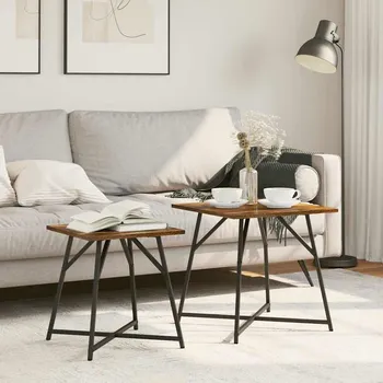 Nábytek Sada odkládacích stolků 2 pcs Uzený dub a černá