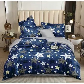 Povlečení NOVINKA 2025 ! EXKLUZIVNÍ OBOUSTRANNÉ BAVLNĚNÉ POVLEČENÍ NA FRANCOUZSKOU PŘIKRÝVKU 200x220 / 70x90cm - HVĚZDY A HVĚZDIČKY