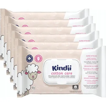 Vlhčený ubrousek Kindii Cotton Care vlhčené ubrousky 6 x 60 ks