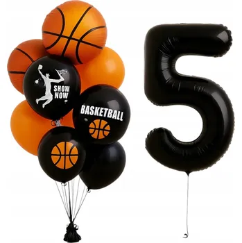 Balónek SADA Balónků Dekorace Míč Basketbal SPORTOVNÍ Narozeniny ČÍSLICE 5