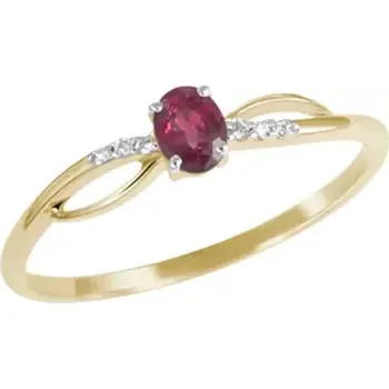 Prsten Dámský prsten žluté zlato 585/1000 přírodní diamant 0.20 ct a rubín GKW46582RUB velikost 50