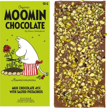 Čokoláda Kalmar Chokladfabrik Bio čokoláda Moominmamma 41% / pistácie a mořská sůl