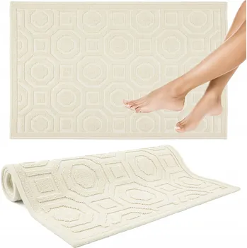 Koupelnová předložka KOUPELNOVÁ PŘEDLOŽKA PROTISKLUZOVÁ BÉŽOVÁ 60x90cm BAVLNĚNÁ ELEGANTNÍ 3D