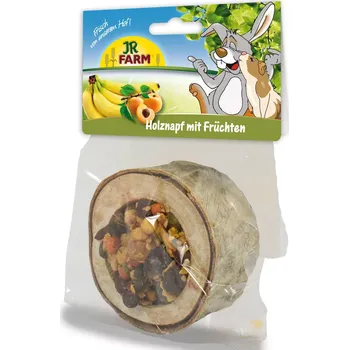Krmivo pro hlodavce JR Farm Dřevěná miska s ovocnou náplní 1 kus