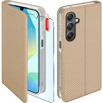 Pouzdro na mobilní telefon Flipové pouzdro KrainaGSM pro Samsung, Galaxy A16 5G, zlaté