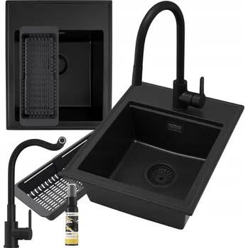 Granitový dřez Jednokomorový granitový dřez Granitan Lora, černý