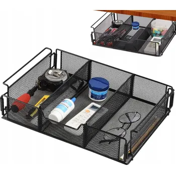 Psací stůl VÝSUVNÝ ORGANIZÉR POD STŮL DO ZÁSUVKY, ČERNÁ KOVOVÁ SÍŤ