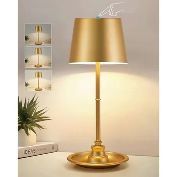 Lampička Elegantní stolní lampička s nastavitelnou akumulátor, 4000 mAh, kovová, zlatá