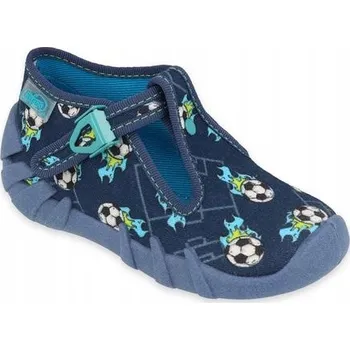 Dívčí bačkory Befado dětské papuče na suchý zip modré, velikost 22