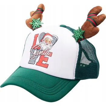 Vánoční dekorace Kšiltovka vánoční vzor s rohy 1 Ks