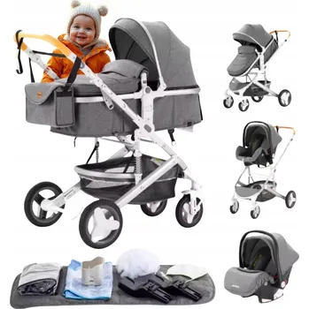 Kočárek DĚTSKÝ MULTIFUNKČNÍ KOČÁREK 3V1 S KORBIČKOU, AUTOSEDAČKOU A SPORTOVNÍ VERZÍ, ZATEPLENÝ YAZOCO