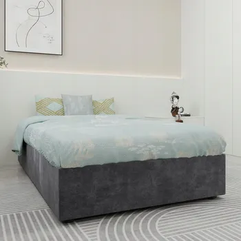 Postel Dřevěná manželská postel Arhatreya 90x200 cm šedá