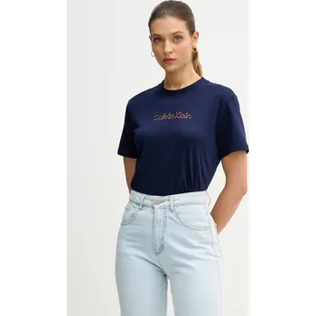 Bavlněné tričko Calvin Klein Jeans dámské, tmavomodrá barva, LV047E821G 59X, vel. XS