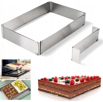 Forma na pečení NASTAVITELNÁ FORMA NA DORT PRAVOUHLÁ FORMA 28-53 * 8 CM FORMA NA DORT OCELOVÁ