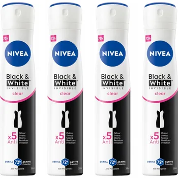 NIVEA Black&White Invisible Clear Antiperspirant dámský sprej 72h 200 Ml x4