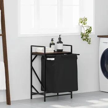 Koš na prádlo Koš na prádlo se 1 přihrádkou a policí hnědý dub