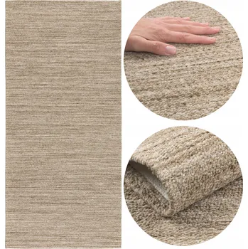 Koberec Běhoun do Předsíně Protiskluzový 75x160cm Pratelný Plochý Tkaný Hnědý