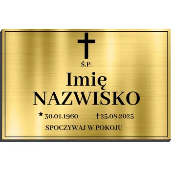 Obraz NÁHROBNÍ DESKA ZLATÁ 32X21 CM HLINÍKOVÁ | JMÉNO A PŘÍJMENÍ