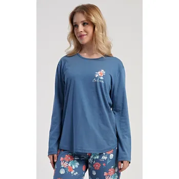 Dámské pyžamo Vienetta Dámské pyžamo dlouhé Tracy Barva: Šedá - tmavě, Velikost: 4XL