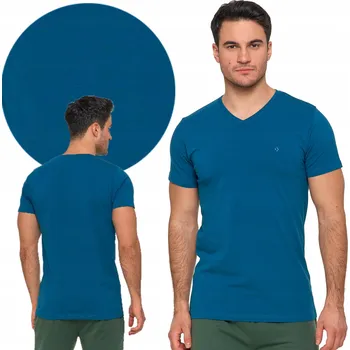 Pánské tričko TRIČKO PÁNSKÉ S KRÁTKÝM RUKÁVEM T-SHIRT BAVLNA PREMIUM S VÝSTŘIHEM DO V "V" MORAJ vel. 3XL