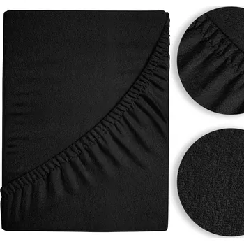 Prostěradlo FROTÉ PROSTĚRADLO S GUMOU 220x200 ODOLNÉ SILNÉ POLSKÉ ČERNÉ