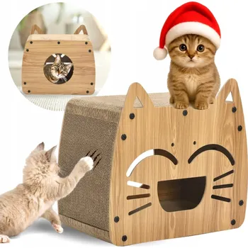 ŠKRABADLO PRO PRO KOČKY KARTONOVÉ MDF PELÍŠEK DOMEČEK VELKÁ BOUDA NA ŠKRÁBÁNÍ