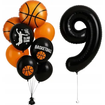 Balónek SADA Balónků Dekorace Míč Basketbal SPORTOVNÍ Narozeniny ČÍSLICE 9