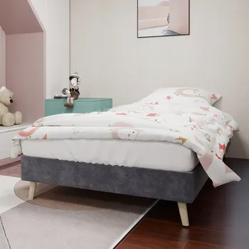 Postel Dřevěná manželská postel Arhatreya 90x200 cm šedá