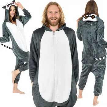 Dámské pyžamo KOSTÝM ONESIE LEMUR JEDNODÍLNÉ PYŽAMO KOMBINEZA KIGURUMI XL