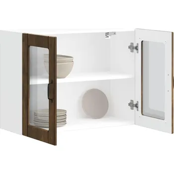 Kuchyňská nástěnná skříňka se skleněnými dvířky "Lucca" kouřový dub, inženirské dřevo