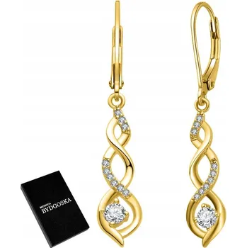 Náušnice ZLACOVANÉ ZÁVĚSNÉ SPIRALOVÉ NÁUŠNICE STŘÍBRO 925, ANGLICKÉ, PRO ŽENY